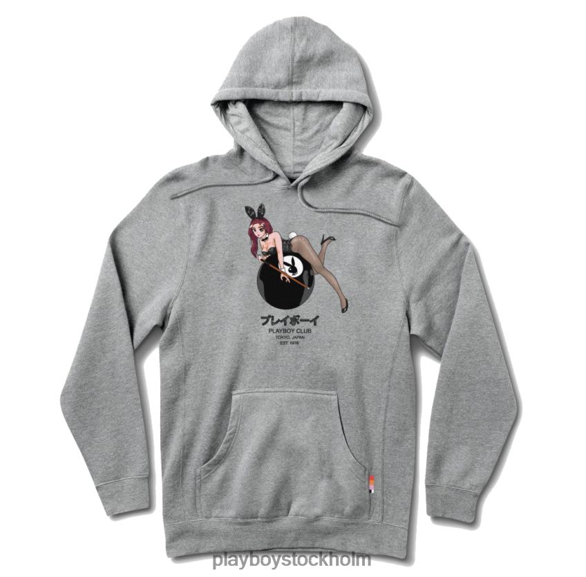 8-ball tokyo club hoodie Playboy män 62L66F346 gråmelerad Kläder