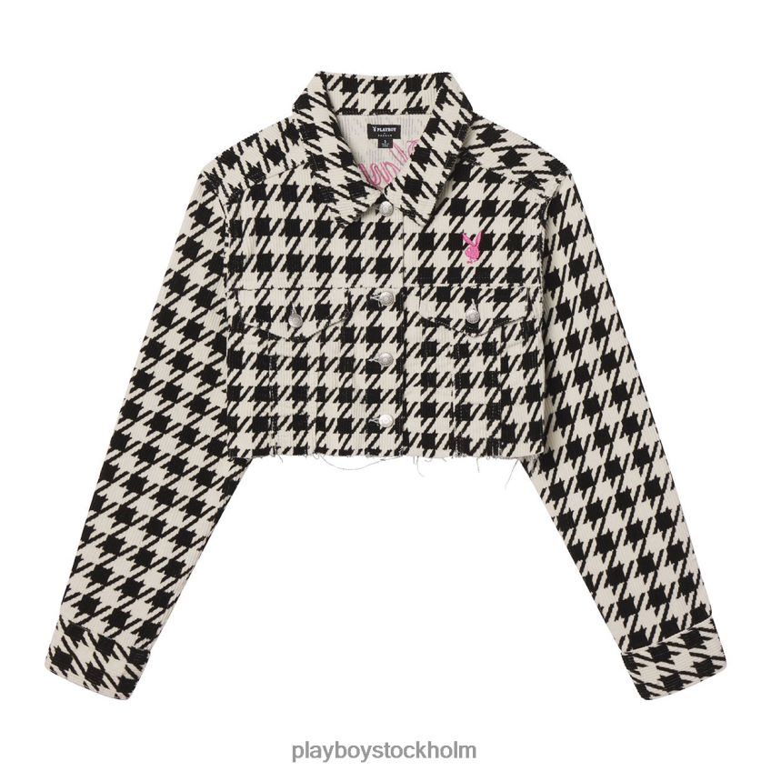 Houndstooth cropped jacka Playboy kvinnor 62L66F1075 original Kläder