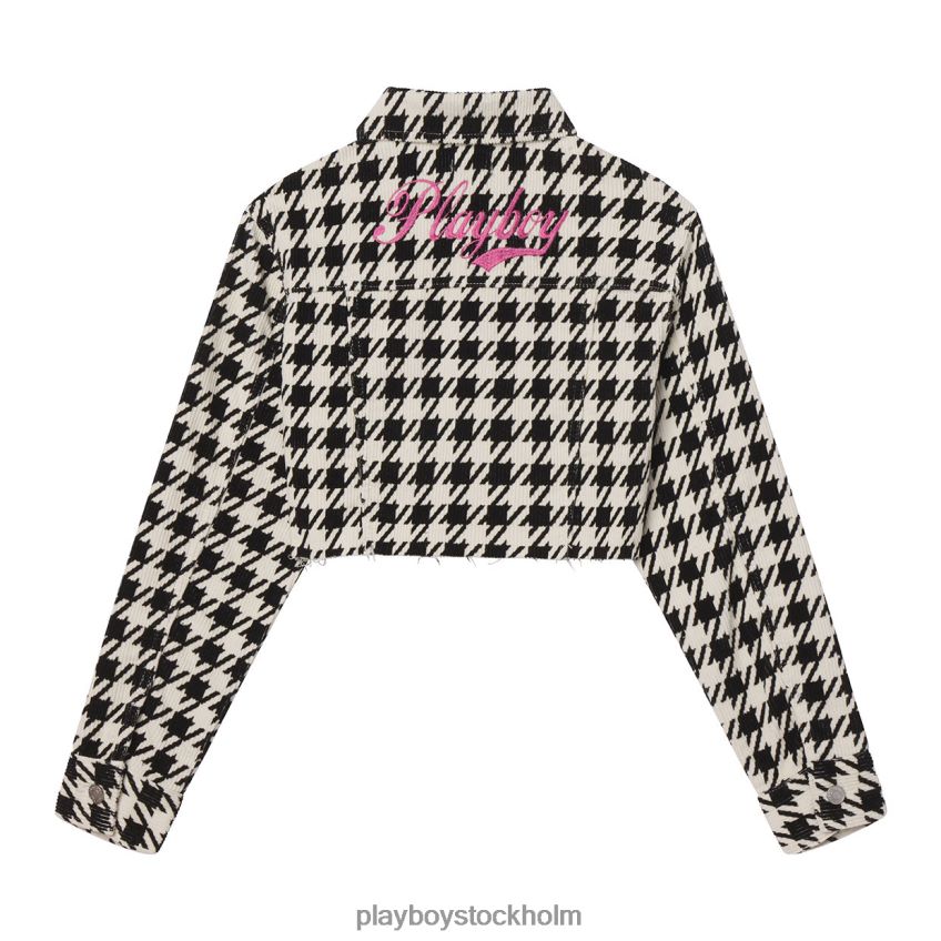 Houndstooth cropped jacka Playboy kvinnor 62L66F1075 original Kläder