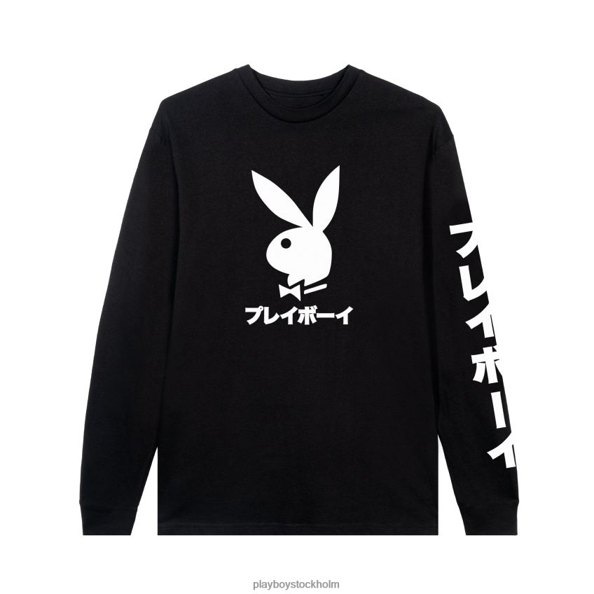 Japansk t-shirt med lång ärm med kaninhuvud Playboy män 62L66F119 svart Kläder