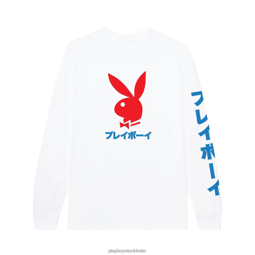 Japansk t-shirt med lång ärm med kaninhuvud Playboy män 62L66F120 vit Kläder