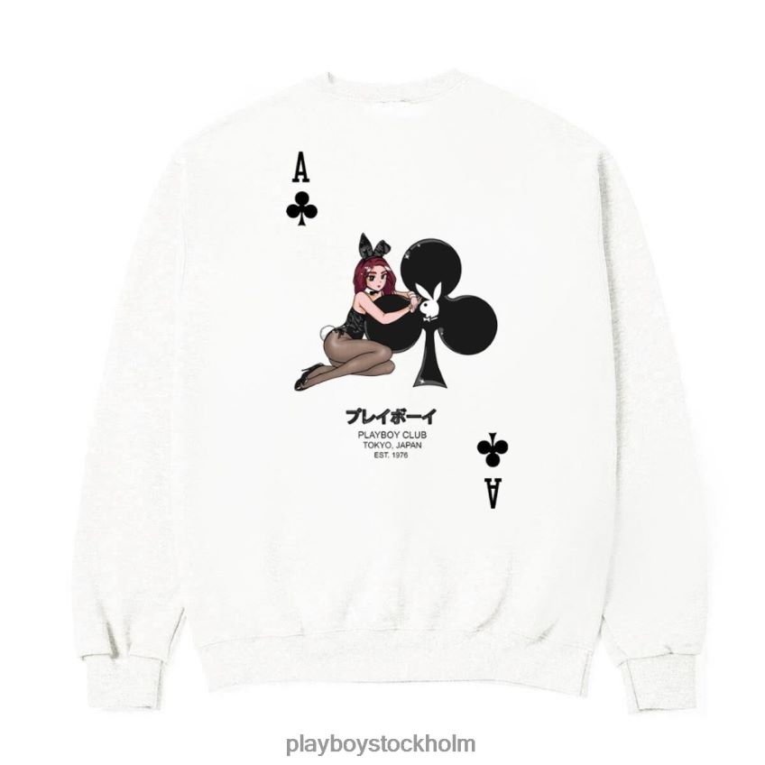 ace of club tröja med crewneck Playboy män 62L66F360 vit Kläder