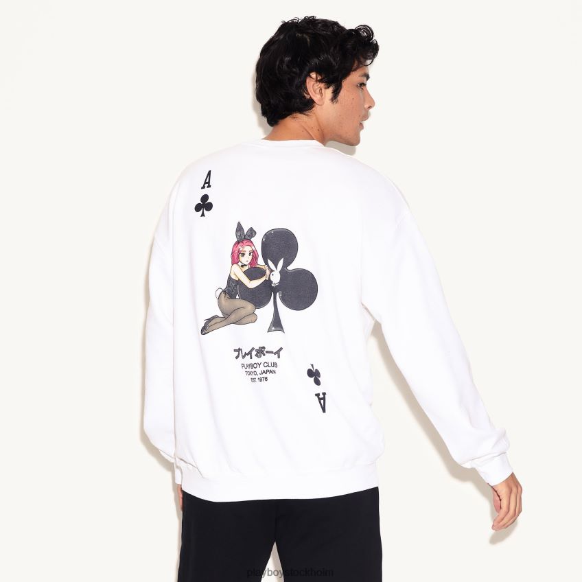 ace of club tröja med crewneck Playboy män 62L66F360 vit Kläder