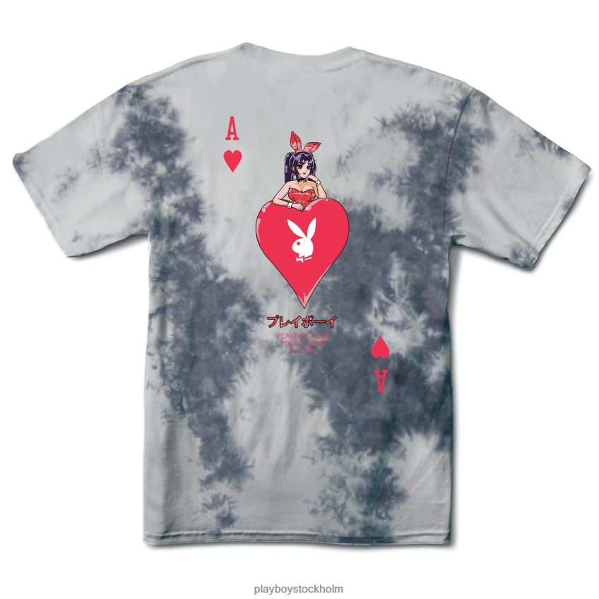 ace of hearts t-shirt tie-dye Playboy män 62L66F43 gråskala Kläder