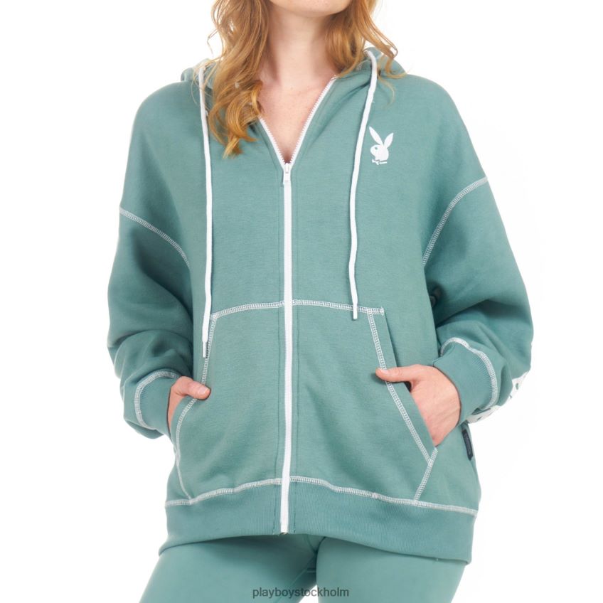 aktiv hoodie med dragkedja Playboy kvinnor 62L66F1134 grön Kläder