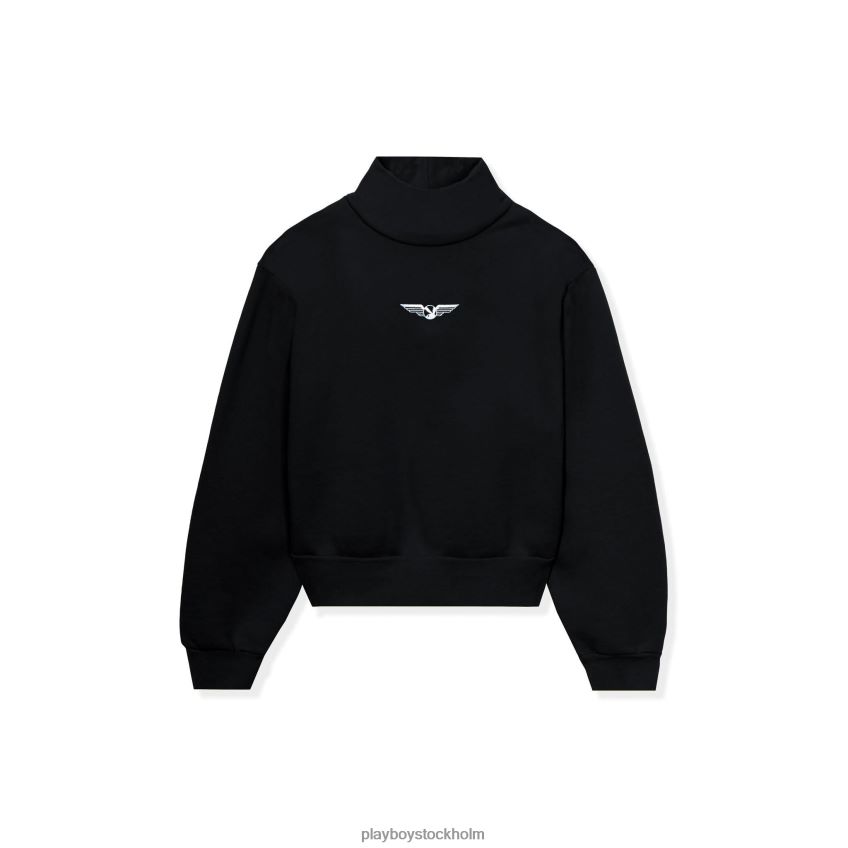 aviation wings höghalsad cropped sweatshirt Playboy kvinnor 62L66F1159 svart Kläder