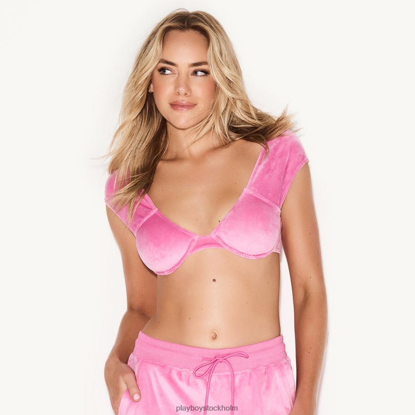 bh med bygelhylsa i velour Playboy kvinnor 62L66F1484 rosa Kläder