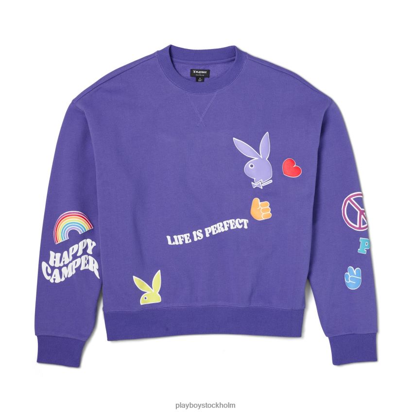 cabin fever sweatshirt med rund hals Playboy kvinnor 62L66F1124 lila överflöd Kläder