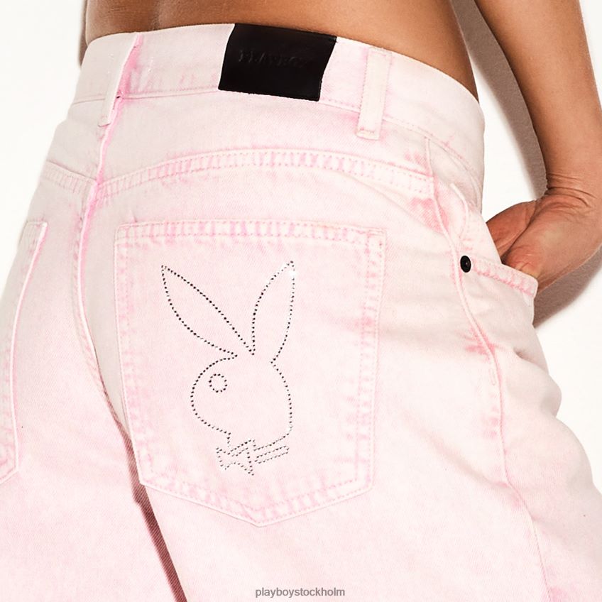 den låga skater jean stone wash Playboy kvinnor 62L66F1175 rosa Kläder