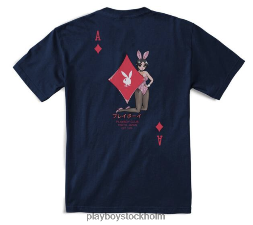 ess av diamanter t-shirt Playboy män 62L66F211 Marin Kläder