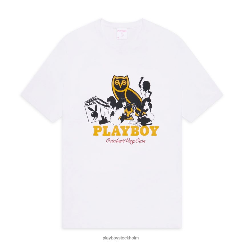 femlin t-shirt Playboy x OVO män 62L66F316 vit Kläder