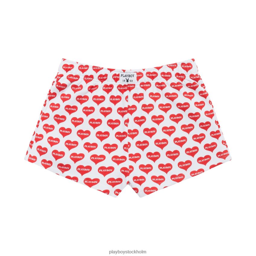 heart lounge boxershorts Playboy kvinnor 62L66F1264 röd vit Kläder