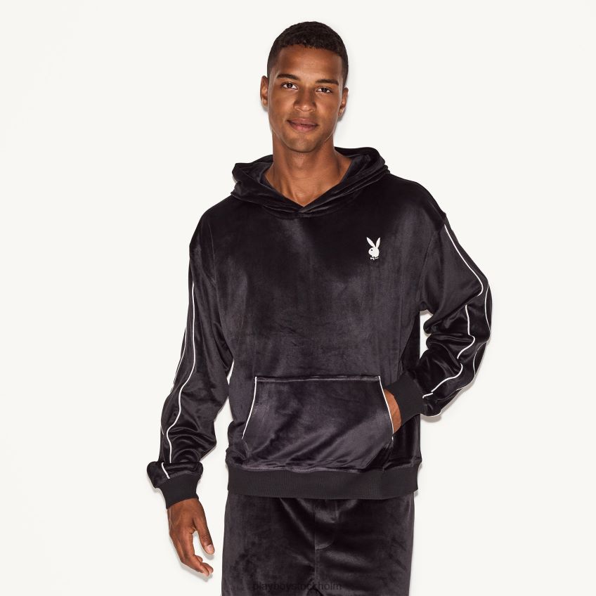 hoodie i velour Playboy män 62L66F433 svart Kläder