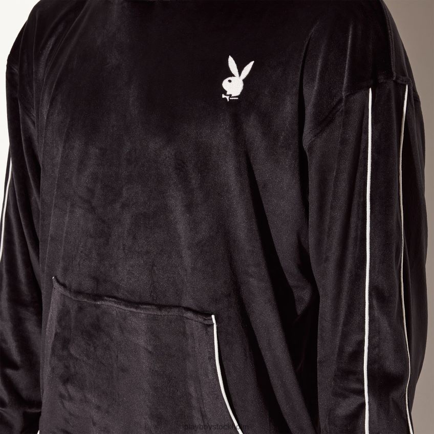 hoodie i velour Playboy män 62L66F433 svart Kläder