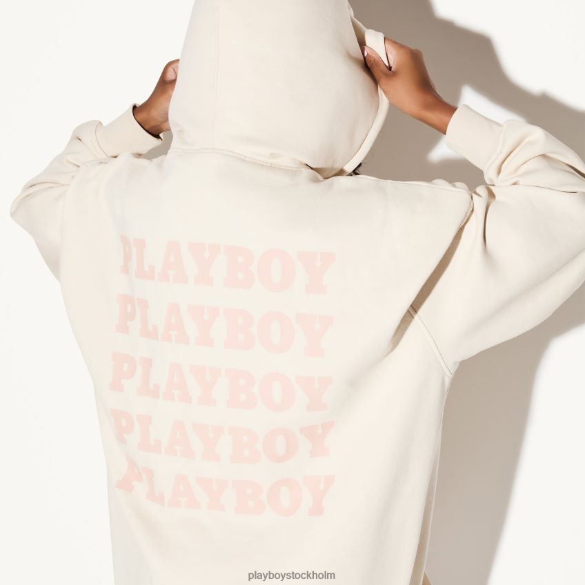 hoodie klänning med upprepat tryck Playboy kvinnor 62L66F1082 sand Kläder