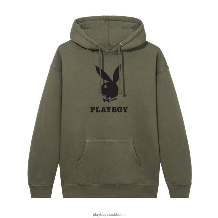 hoodie med logotyp Playboy män 62L66F398 oliv Kläder