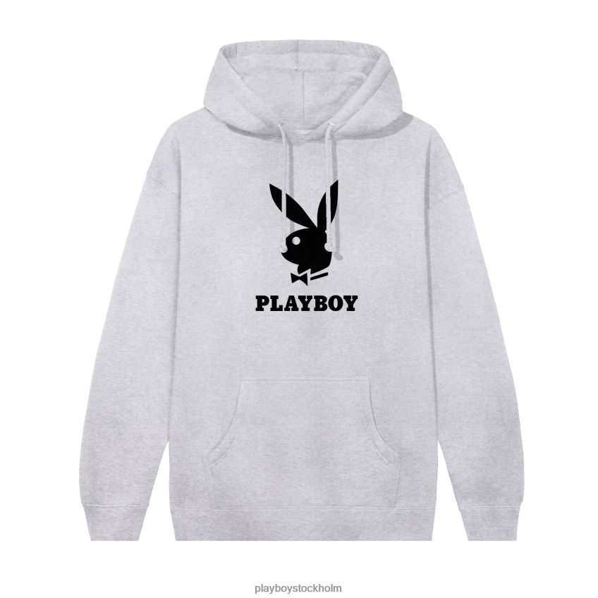 hoodie med logotyp Playboy män 62L66F399 gråmelerad Kläder