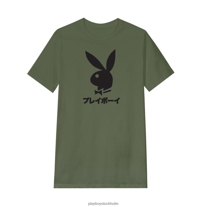 japansk t-shirt med kaninhuvud Playboy män 62L66F37 oliv Kläder