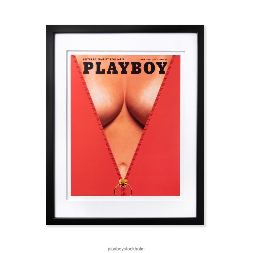 juli 1973 omslagstryck Playboy unisex- 62L66F909 vit ram tillbehör