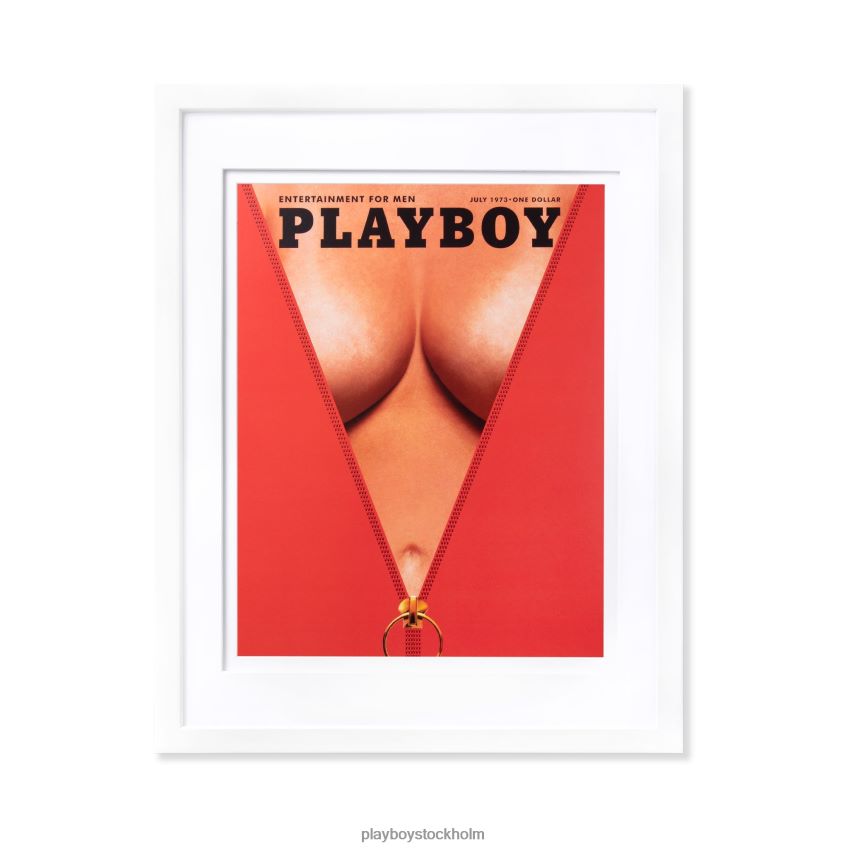 juli 1973 omslagstryck Playboy unisex- 62L66F909 vit ram tillbehör