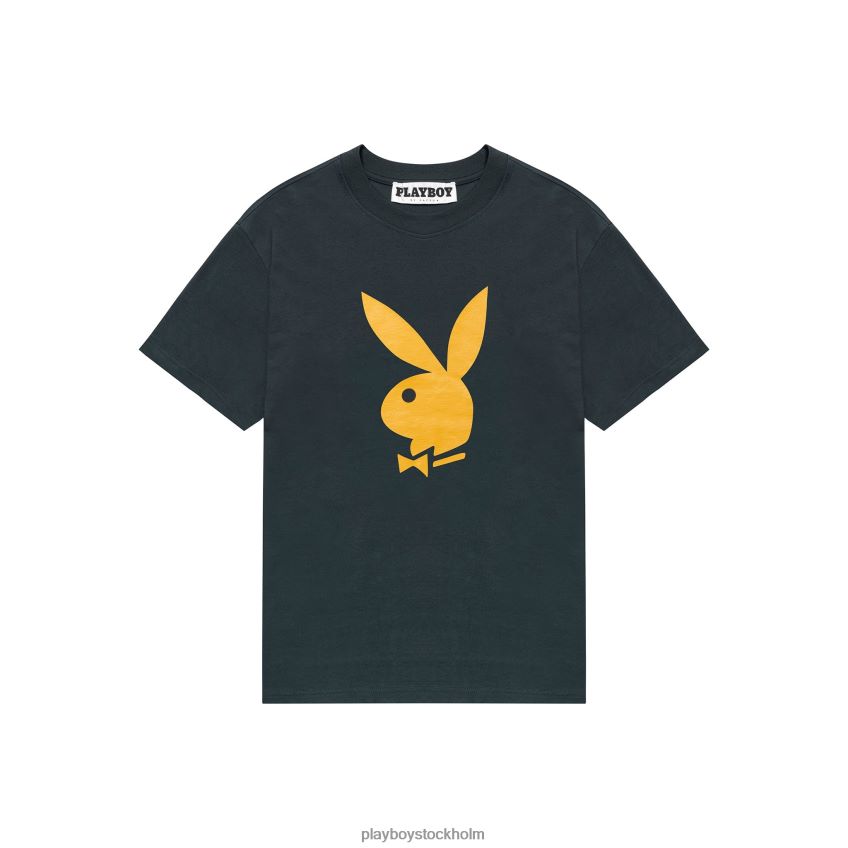 kortärmad t-shirt med kaninhuvud Playboy män 62L66F183 svart Kläder