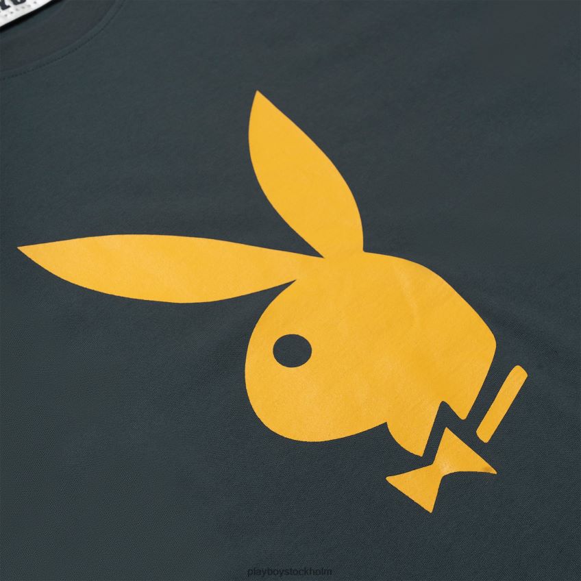 kortärmad t-shirt med kaninhuvud Playboy män 62L66F183 svart Kläder