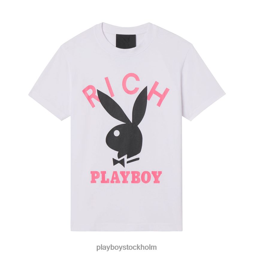 logotyp t-shirt Playboy x John Richmond män 62L66F128 vit Kläder