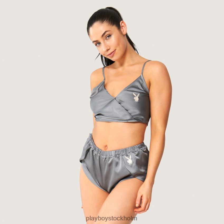 lounge satin cami  kort set - grå Playboy kvinnor 62L66F955 skiffergrå Kläder