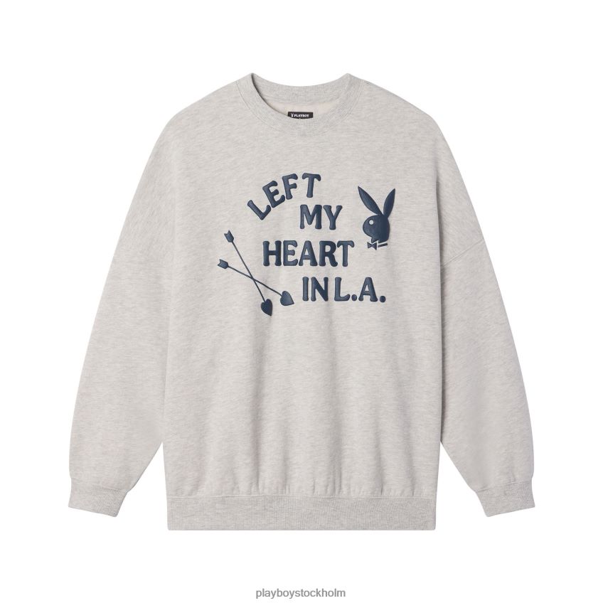 lämnade mitt hjärta i la crewneck Playboy kvinnor 62L66F1103 gråmelerad Kläder