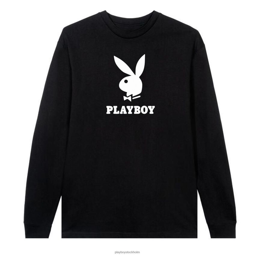 långärmad logotyp Playboy män 62L66F59 svart Kläder