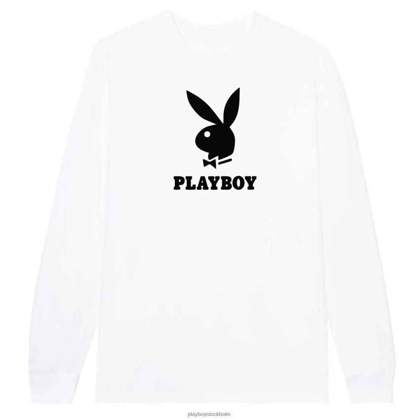 långärmad logotyp Playboy män 62L66F61 vit Kläder