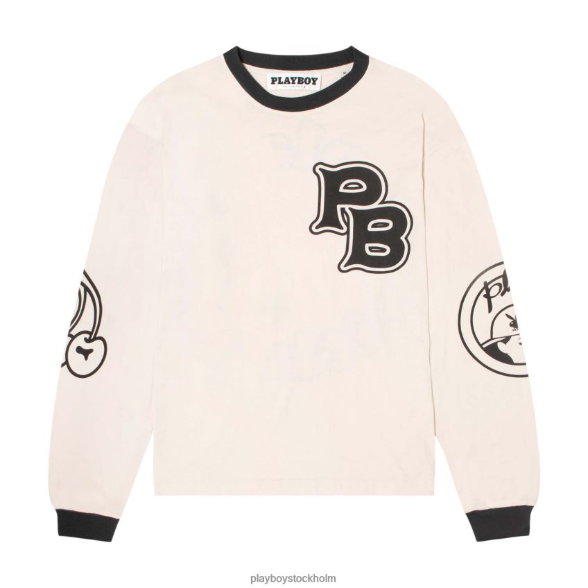 mästerskaps långärmad t-shirt Playboy män 62L66F206 off-white Kläder