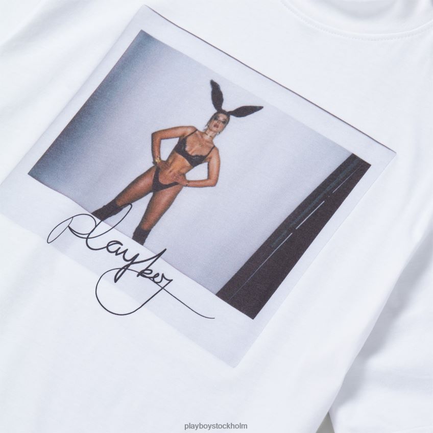 november 2020 lekkamrat khrystyana t-shirt med polaroidtryck Playboy kvinnor 62L66F1023 vit Kläder