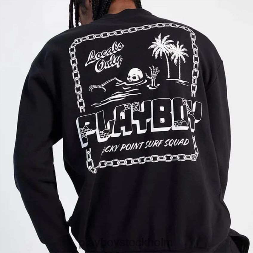 pb rocky point crewneck Playboy män 62L66F367 svart Kläder