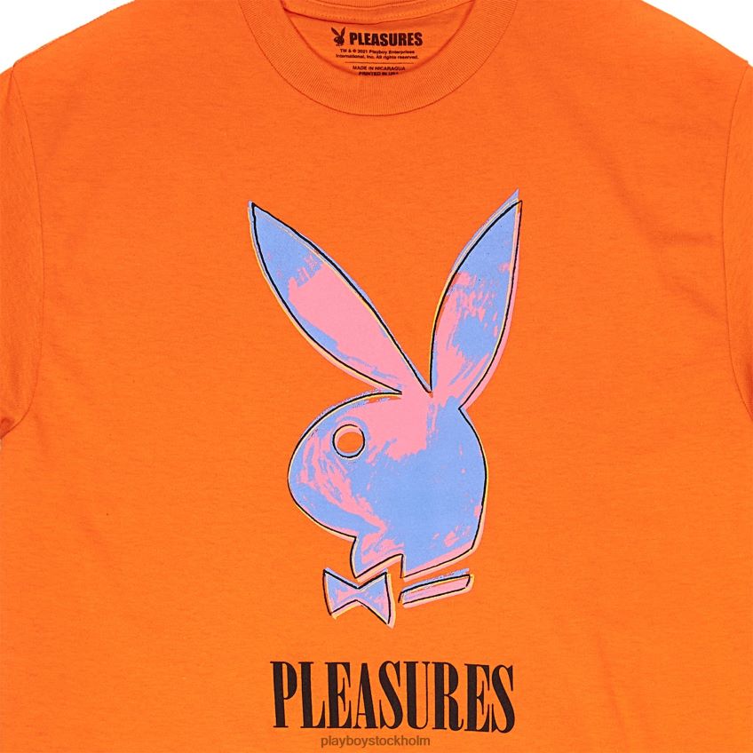 popkonst t-shirt Playboy x Pleasures män 62L66F176 orange Kläder