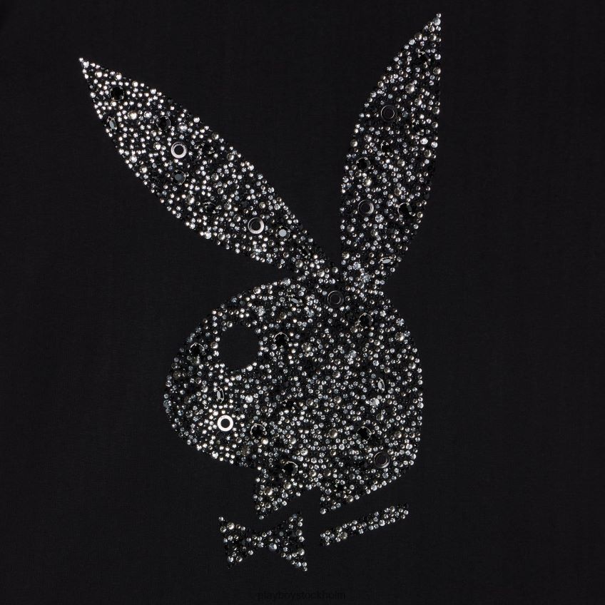 rhinestone t-shirt med kaninhuvud Playboy x John Richmond män 62L66F289 svart Kläder