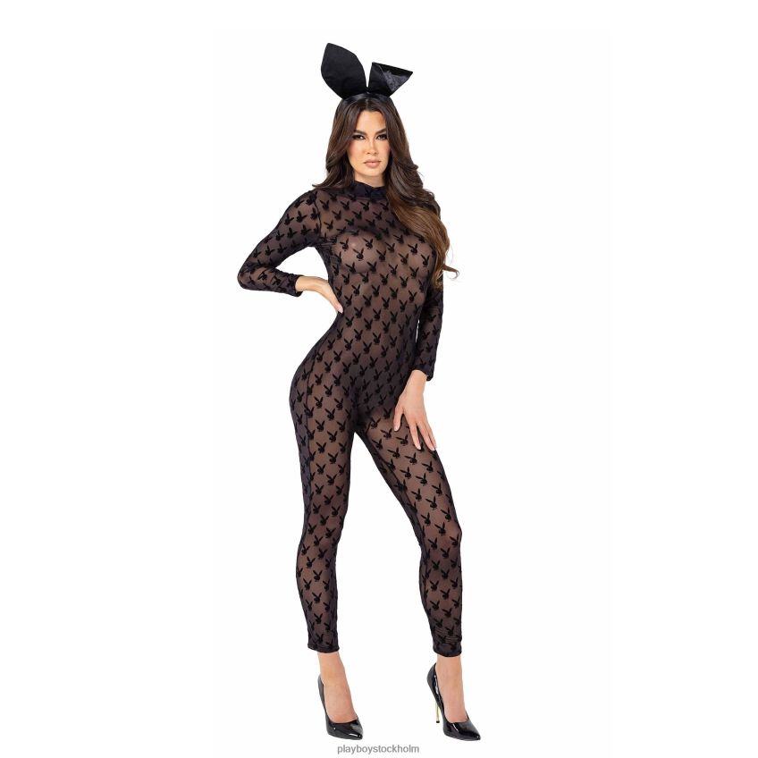 sheer bunny bodysuit - 2st set Playboy kvinnor 62L66F1355 svart Kläder