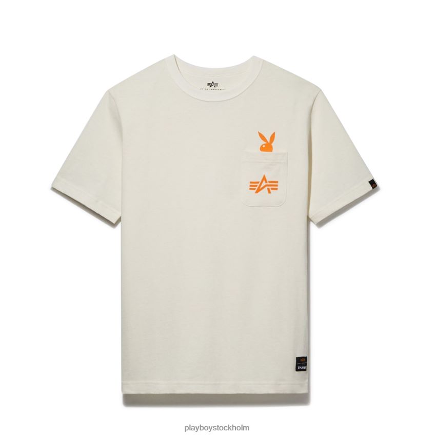 spela forever pocket t-shirt Playboy x Alpha Industries män 62L66F170 vit Kläder