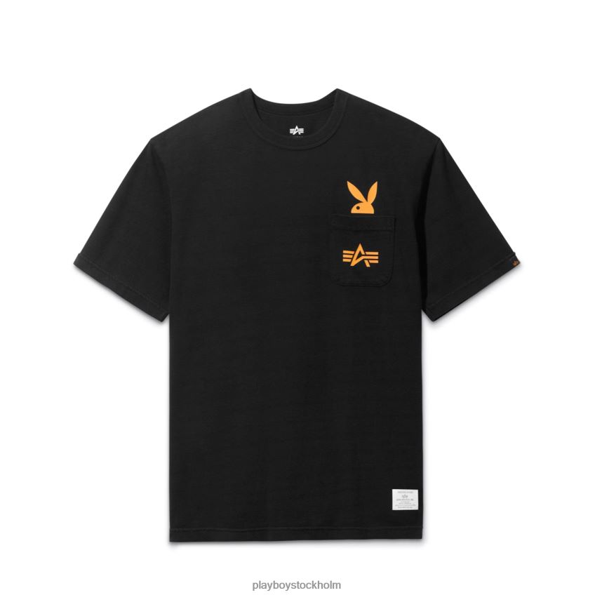 spela forever pocket t-shirt Playboy x Alpha Industries män 62L66F171 svart Kläder