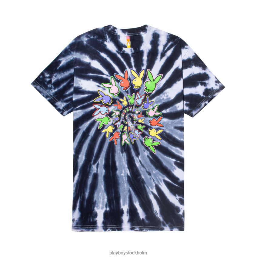 spiral tie-dye t-shirt Playboy x Color Bars män 62L66F227 svart slipsfärg Kläder