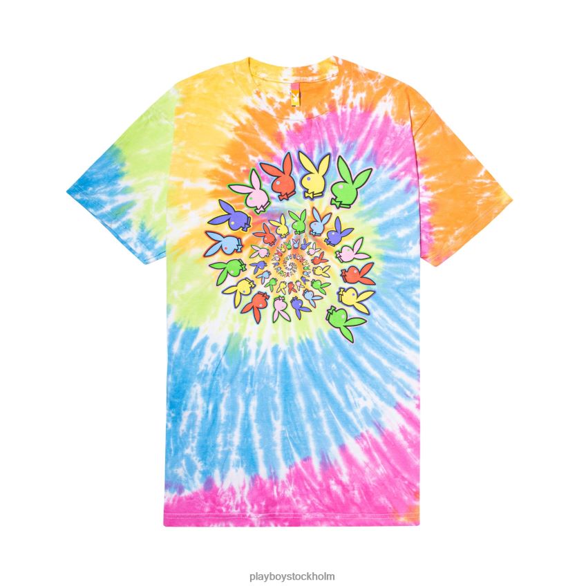 spiral tie-dye t-shirt Playboy x Color Bars män 62L66F228 regnbåge Kläder