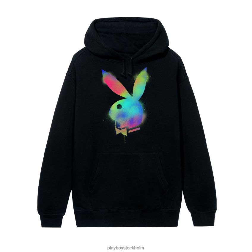 sprayfärgad hoodie med logotyp Playboy män 62L66F422 regnbåge Kläder