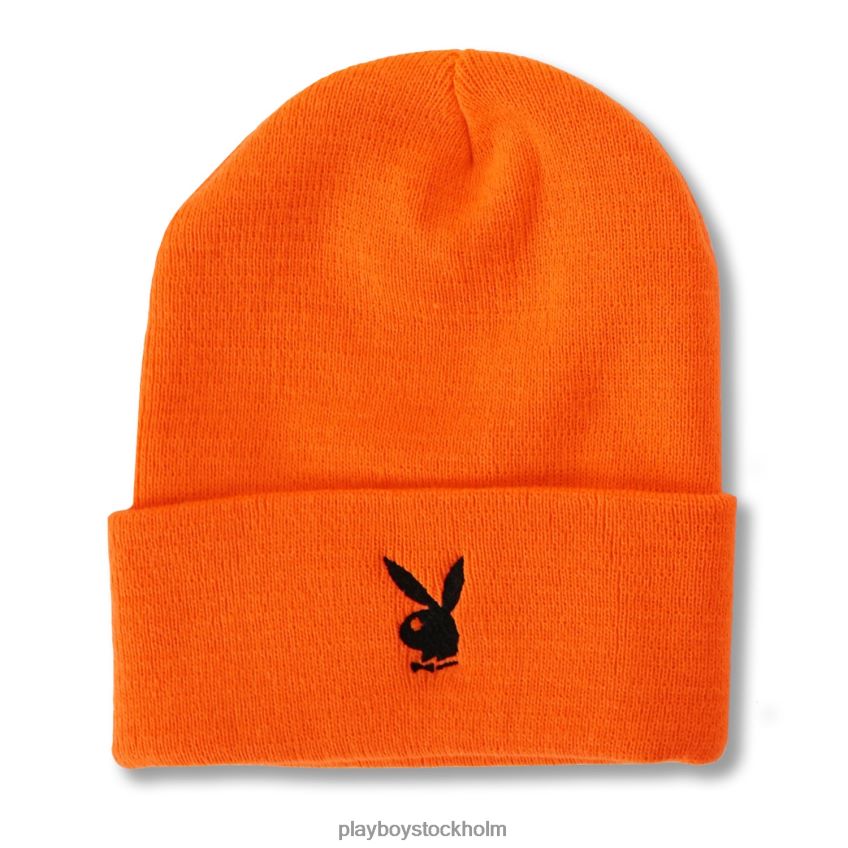 stickad mössa med kaninhuvud Playboy män 62L66F734 blixt orange tillbehör