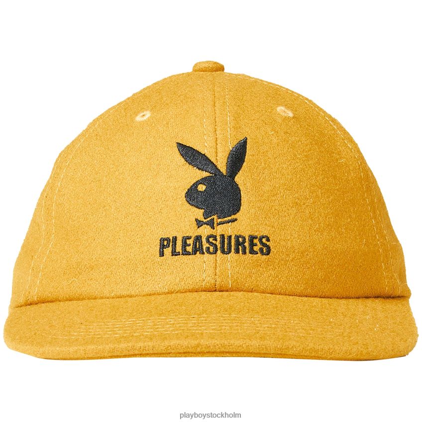 strapback mössa i ull Playboy x Pleasures män 62L66F743 senap tillbehör