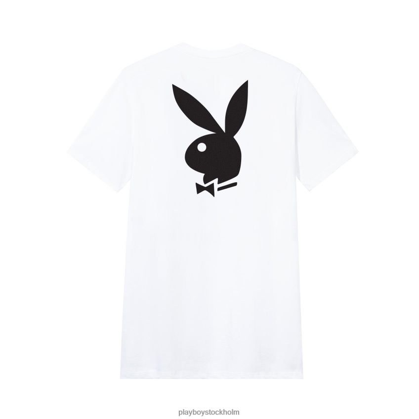 t-shirt med logotyp med kaninhuvud Playboy män 62L66F52 vit med svart Kläder