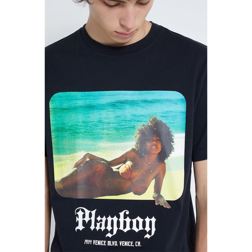 t-shirt vid stranden Playboy män 62L66F256 svart Kläder