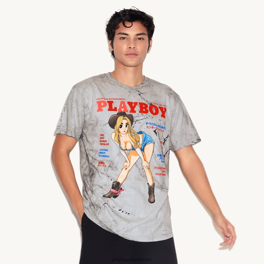 tokyo club cowgirl t-shirt tie-dye grå Playboy män 62L66F86 gråskala Kläder