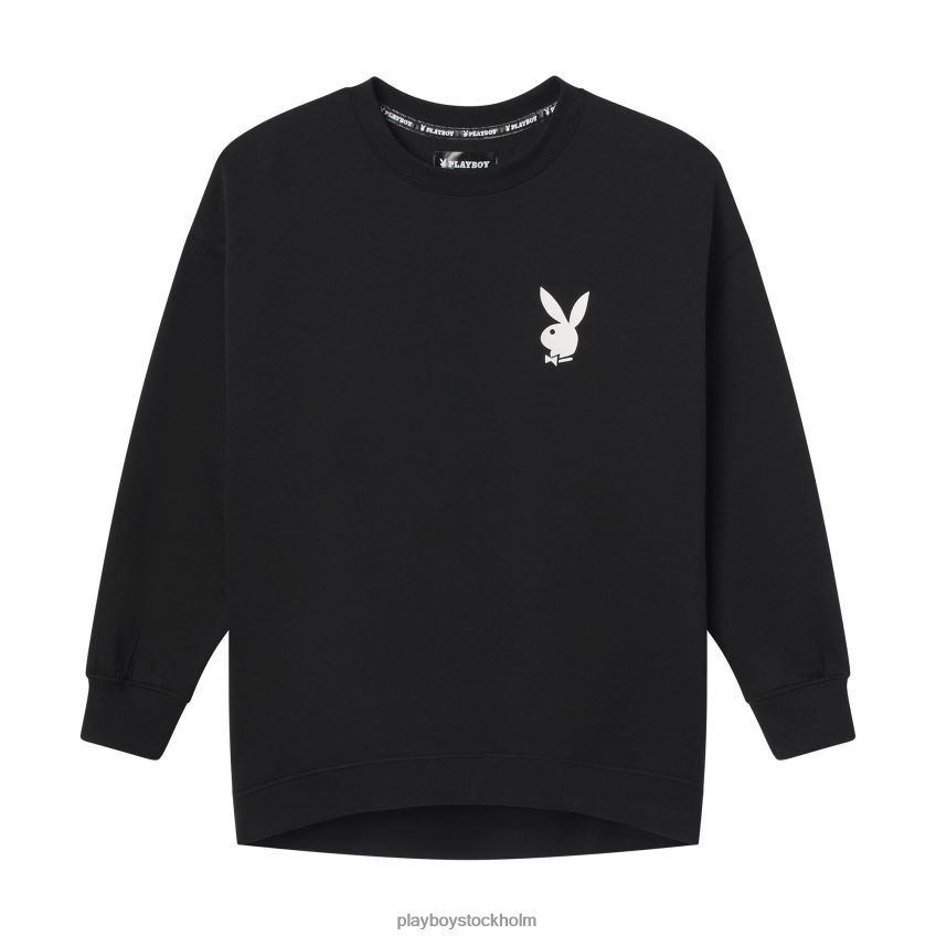 topptröja med crewneck Playboy kvinnor 62L66F1104 svart Kläder