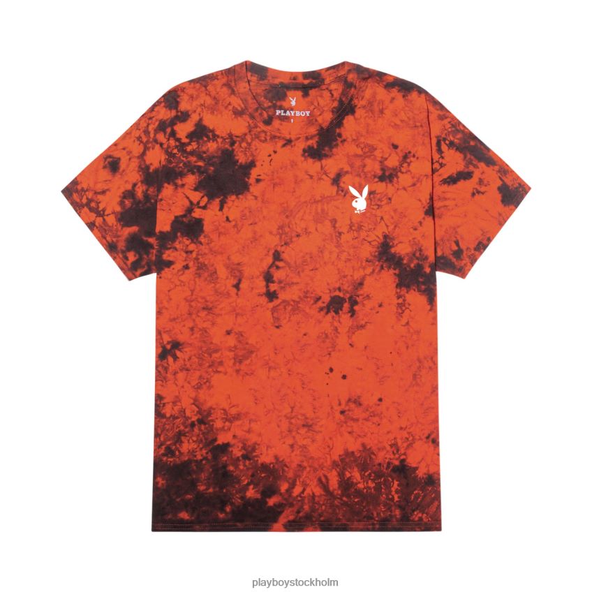 upprepande masthead tie dye t-shirt Playboy män 62L66F199 orange svart slipsfärg Kläder